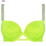 ست شورت و سوتین زنانه ماییلدا مدل پوش آپ فنردار نگینی کد 4640 رنگ سبز فسفری