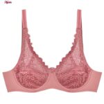 سوتین زنانه پانیذ مدل گیپوری فنردار کد 66364-new رنگ کالباسی