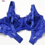 سوتین زنانه پانیذ مدل گیپوری فنردار کد 66365-new رنگ آبی کاربنی