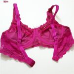 سوتین زنانه پانیذ مدل گیپوری فنردار کد 66365-new رنگ سرخابی