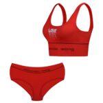 ست نیم تنه و شورت ورزشی زنانه مدل 4621 رنگ قرمز