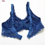 سوتین زنانه پانیذ مدل گیپوری فنردار کد 66365-new رنگ سرمه ای