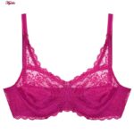 سوتین زنانه پانیذ مدل گیپوری فنردار کد 66365-new رنگ سرخابی