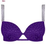 ست شورت و سوتین زنانه ماییلدا مدل پوش آپ فنردار نگینی کد 4640 رنگ بنفش