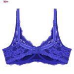 سوتین زنانه پانیذ مدل گیپوری فنردار کد 66365-new رنگ آبی کاربنی