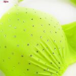 ست شورت و سوتین زنانه ماییلدا مدل پوش آپ فنردار نگینی کد 4640 رنگ سبز فسفری