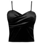 کراپ‌تاپ زنانه مدل مخملی پددار کد 4639 رنگ مشکی