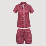 لباس خواب زنانه کوزا مدل دکمه دار کد 9118-MY-K رنگ قرمز