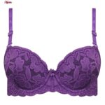 ست شورت و سوتین زنانه لنا مدل دکلته فنردار پوش آپ کد 4625 رنگ بنفش