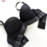 ست شورت و سوتین زنانه مدل دکلته فنردار پوش آپ کد 4626 رنگ مشکی