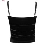 کراپ‌تاپ زنانه مدل مخملی پددار کد 4639 رنگ مشکی