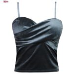 کراپ‌تاپ زنانه مدل مخملی پددار کد 4639 رنگ نقره ای