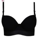 ست شورت و سوتین زنانه مدل دکلته فنردار پوش آپ کد 4626 رنگ مشکی