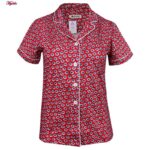 لباس خواب زنانه کوزا مدل دکمه دار کد 9118-MY-K رنگ قرمز