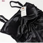 کراپ‌تاپ زنانه مدل مخملی پددار کد 4639 رنگ مشکی