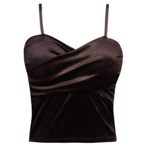 کراپ‌تاپ زنانه مدل مخملی پددار کد 4639 رنگ قهوه ای