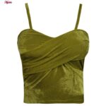 کراپ‌تاپ زنانه مدل مخملی پددار کد 4639 رنگ سبز