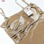 کراپ‌تاپ زنانه مدل مخملی پددار کد 4639 رنگ کرم