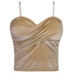 کراپ‌تاپ زنانه مدل مخملی پددار کد 4639 رنگ کرم