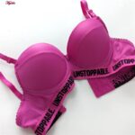 ست شورت و سوتین زنانه مدل دکلته فنردار پوش آپ کد 4626-1 رنگ سرخابی