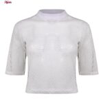 کراپ تاپ زنانه ماییلدا مدل توری کد 4653-5279 رنگ سفید