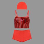 ست 3 تکه مایو دخترانه ماییلدا مدل راه راه ملوانی کد 4409-MY رنگ گلبهی