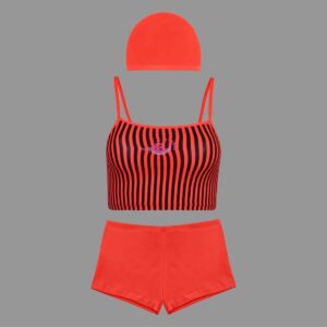 ست 3 تکه مایو دخترانه ماییلدا مدل راه راه ملوانی کد 4409-MY رنگ گلبهی