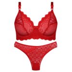 ست شورت و سوتین زنانه کارنا رز مدل گیپوری فنردار کد 4672-3001 رنگ قرمز