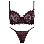 ست شورت و سوتین زنانه کارنا رز مدل فنردار گیپوری کد 4674 -2027 رنگ عنابی