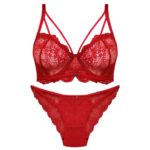 ست شورت و سوتین زنانه ماییلدا مدل فنردار گیپوری کد 4691-8585 رنگ قرمز