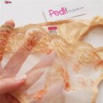 ست شورت و سوتین زنانه پدلی مدل فنردار گیپوری کد 4694 رنگ کرم