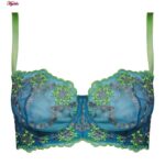 ست شورت و سوتین زنانه جینا مدل فنردار گیپوری کد 4730-1007 رنگ آبی