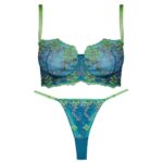 ست شورت و سوتین زنانه جینا مدل فنردار گیپوری کد 4730-1007 رنگ آبی