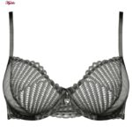 ست شورت و سوتین زنانه میسا مدل فنردار گیپوری کد 4735-6115 رنگ طوسی