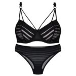 ست شورت و سوتین زنانه کارنا رز مدل گیپوری فنردار کد 4675-2080 رنگ مشکی