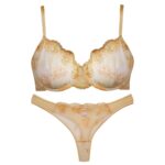 ست شورت و سوتین زنانه پدلی مدل فنردار گیپوری کد 4694 رنگ کرم