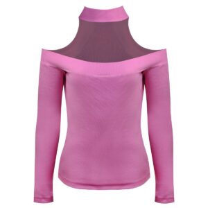 تی شرت آستین بلند زنانه ماییلدا مدل یقه باز کد 4720-5471 رنگ صورتی