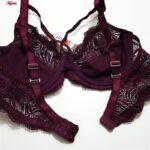 ست شورت و سوتین زنانه کارنا رز مدل گیپوری هارنس فنردار کد 4673-3150 رنگ عنابی