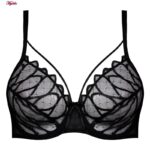 ست شورت و سوتین زنانه جینا مدل فنردار گیپوری کد 4707-4022 رنگ مشکی