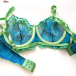 ست شورت و سوتین زنانه جینا مدل فنردار گیپوری کد 4730-1007 رنگ آبی