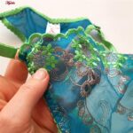 ست شورت و سوتین زنانه جینا مدل فنردار گیپوری کد 4730-1007 رنگ آبی