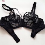 ست شورت و سوتین زنانه جینا مدل فنردار گیپوری کد 4707-4022 رنگ مشکی