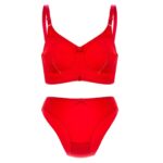 ست شورت و سوتین زنانه لین مدل بدون فنر کد 4682-419 رنگ قرمز