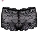 شورت زنانه ماییلدا مدل گیپوری نیم پا کد 4688-6 رنگ مشکی