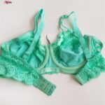 سوتین زنانه پانیذ مدل فنردار گیپوری کد 66367-new رنگ سبز پسته ای