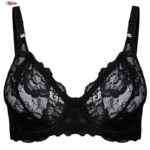 سوتین زنانه پانیذ مدل فنردار گیپوری کد 66336-new رنگ مشکی