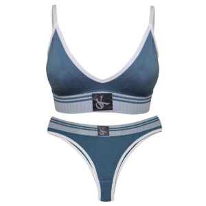 ست نیم تنه و شورت ورزشی زنانه ماییلدا مدل بدون فنر پددار کد 4751 رنگ آبی