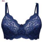 سوتین زنانه پانیذ مدل فنردار گیپوری کد 66367-new رنگ سرمه ای