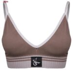 ست نیم تنه و شورت ورزشی زنانه ماییلدا مدل بدون فنر پددار کد 4751 رنگ نسکافه ای