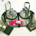 ست شورت و سوتین زنانه برتا مدل فنردار گیپوری کد 4740-1061 رنگ سبز